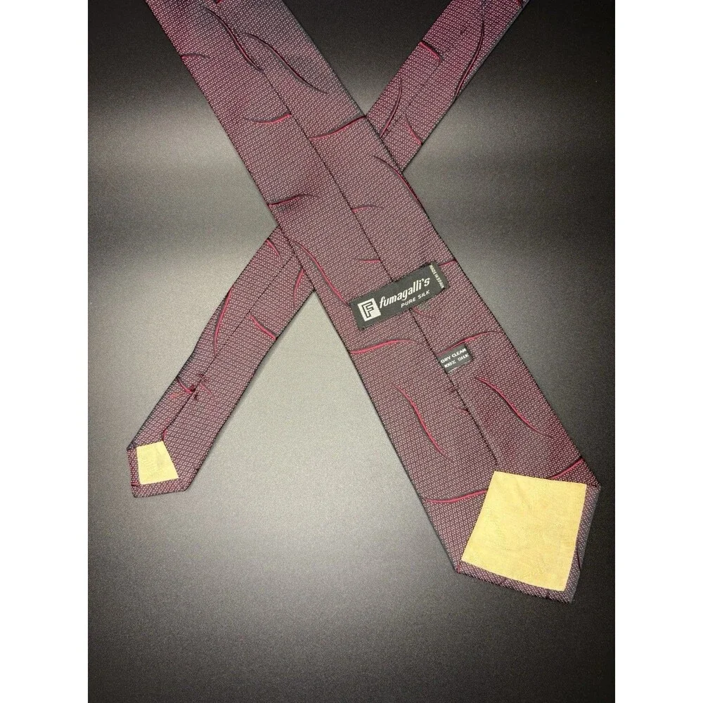 Fumagalli’s Silk Tie Burgundy Red Abstract Pattern Luxury Mens Designer Italy